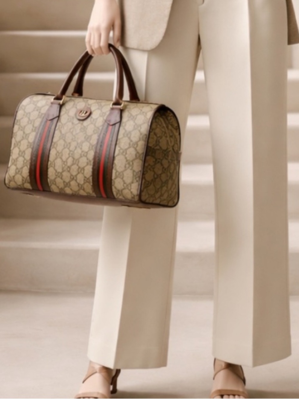 Authentic Gucci Boston Sherry Line Handbag/Shoulder Bag.